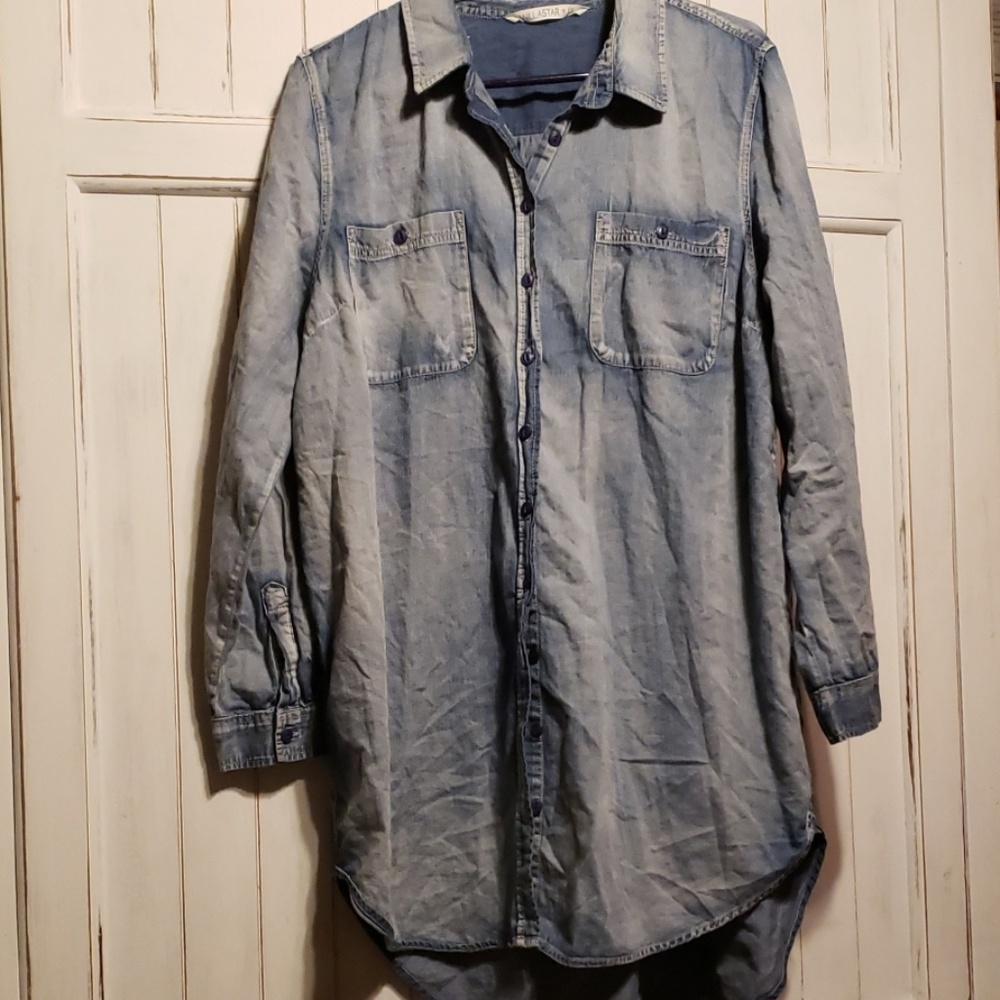 Vanilla Star Long hi-low Denim shirt